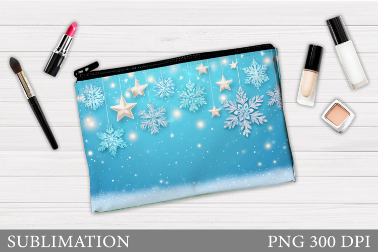 Snowflakes Makeup Bag. Christmas Makeup Bag Sublimation