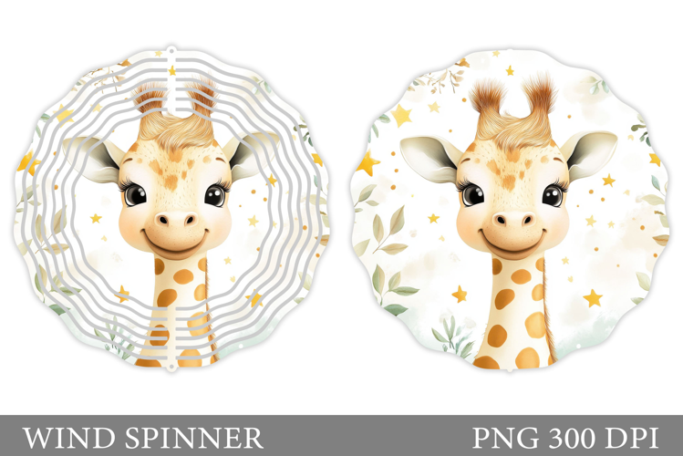 Cute Giraffe Wind Spinner. Giraffe Flowers Wind Spinner