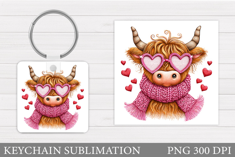 Valentines Cow Keychain. Valentine Keychain Design