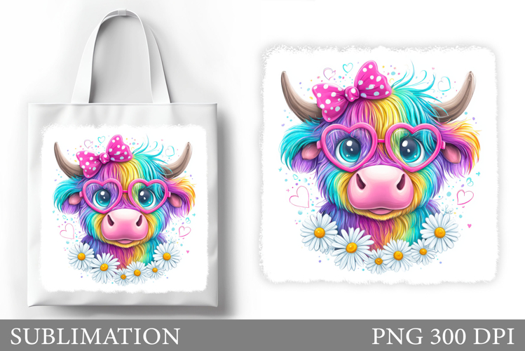Cute Cow Tote Bag Design. Cute Cow Sublimation