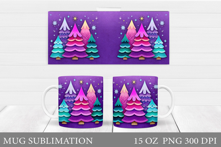 Christmas Tree Mug Design. Christmas Tree Mug Sublimation