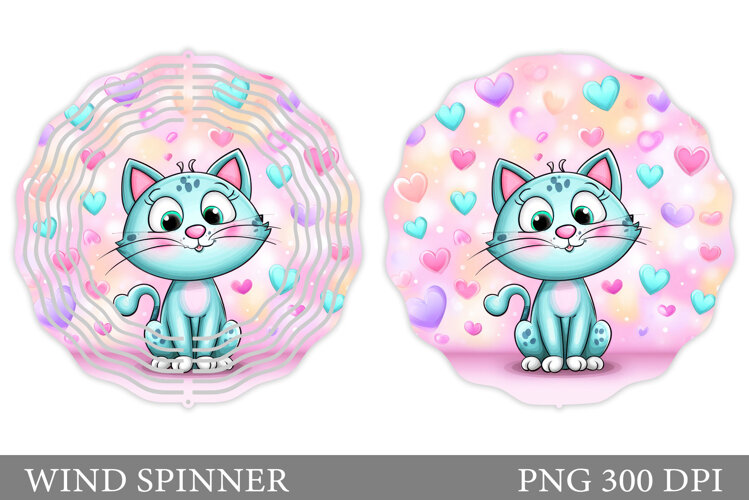 Valentines Cat Wind Spinner. Valentines Wind Spinner Design example image 1