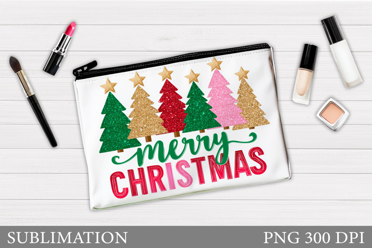 Merry Christmas Cosmetics Bag. Christmas Tree Makeup Bag