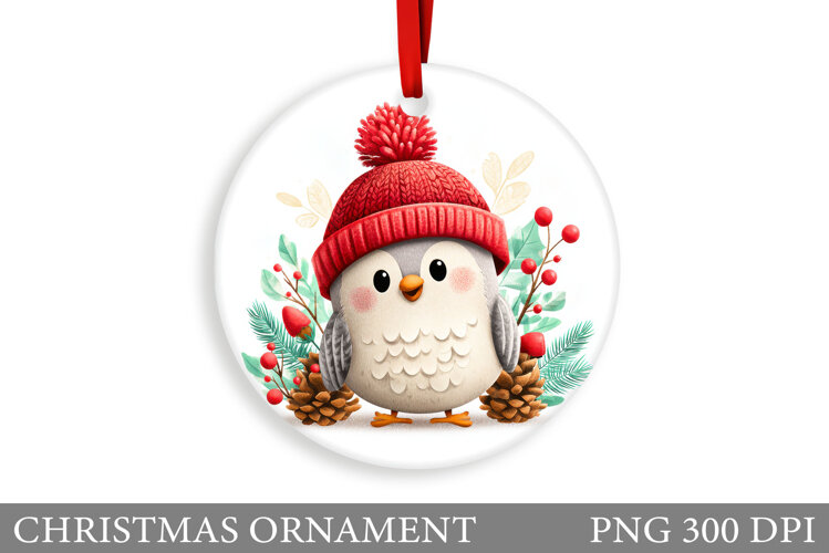 Cute Bird Christmas Ornament. Christmas Sublimation example image 1