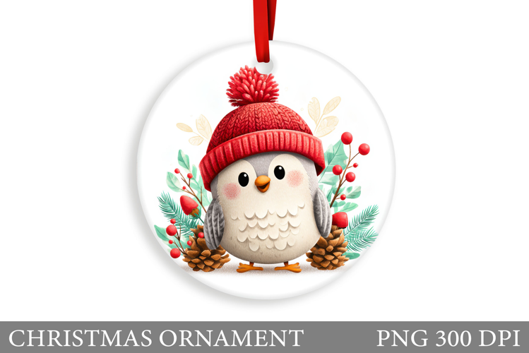 Cute Bird Christmas Ornament. Christmas Sublimation