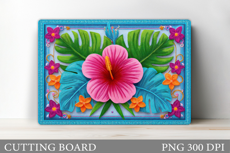 Hibiscus Cutting Board. Flowers Cutting Board Sublimation example image 1