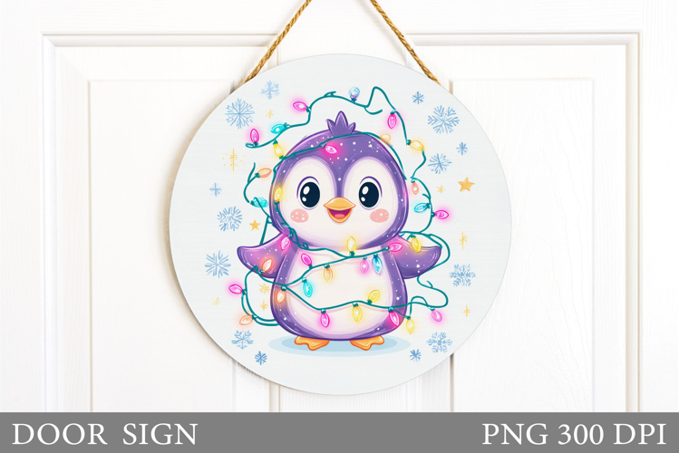 Christmas Penguin Door Sign. Christmas Door Sign Design