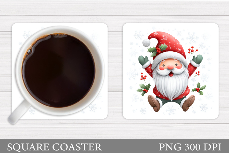 Cute Santa Coaster Sublimation. Santa Claus Coaster Design