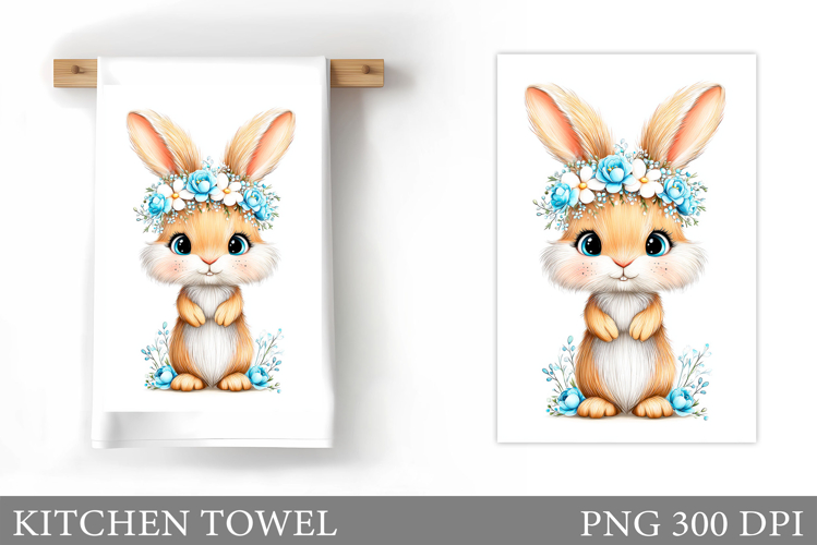 Cute Bunny Kitchen Towel Design. Cute Bunny Sublimation