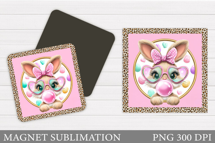 Happy Easter Magnet Design. Easter Bunny Magnet Sublimation example image 1