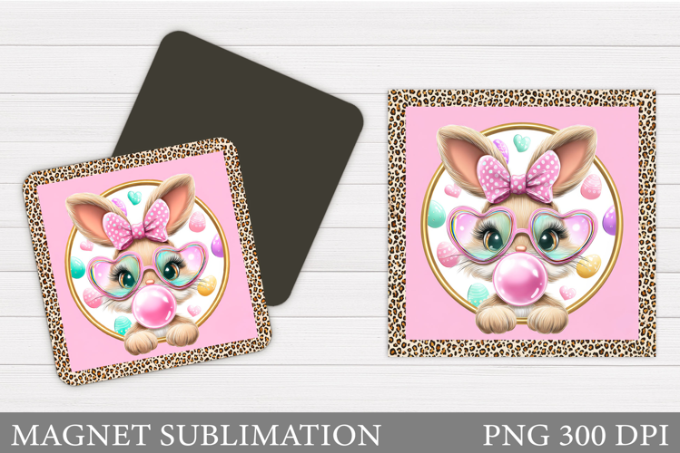 Happy Easter Magnet Design. Easter Bunny Magnet Sublimation