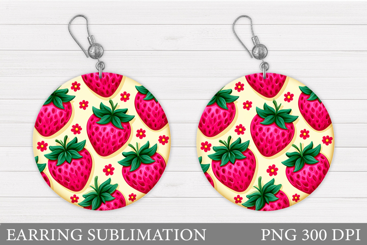 Strawberry Earring Sublimation. Flowers Earring Design