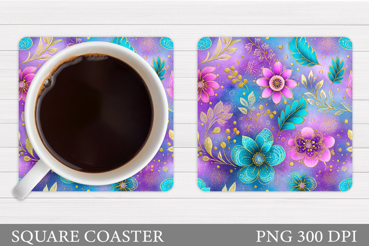 Floral Coaster Design. Flowers Coaster Sublimation