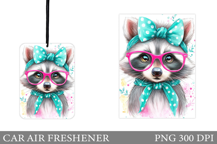 Cute Raccoon Car Air Freshener. Cute Raccoon Sublimation