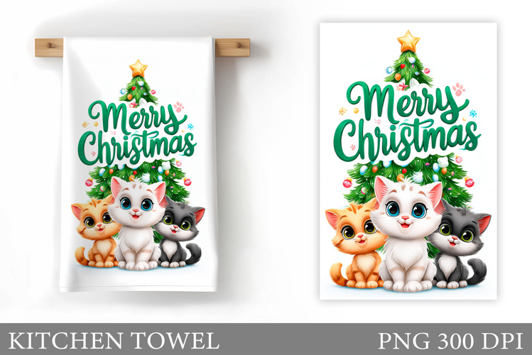 Christmas Cat Kitchen Towel. Christmas Kitchen Towel Design