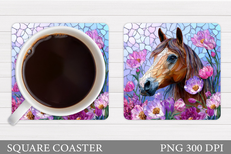 Horse Coaster Design. Horse Flowers Coaster Sublimation