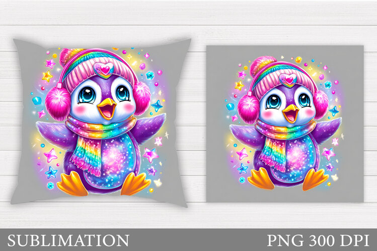 Christmas Penguin Pillow. Christmas Pillow Sublimation example image 1