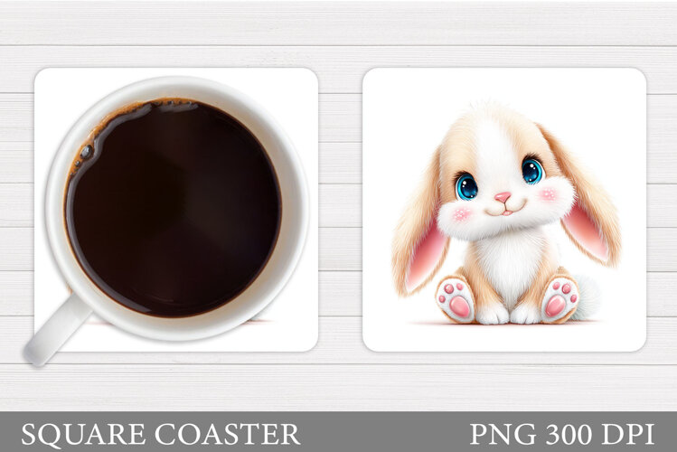 Cute Bunny Coaster Design. Cute Bunny Sublimation example image 1