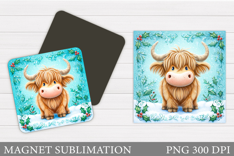 Christmas Cow Magnet. Christmas Magnet Sublimation