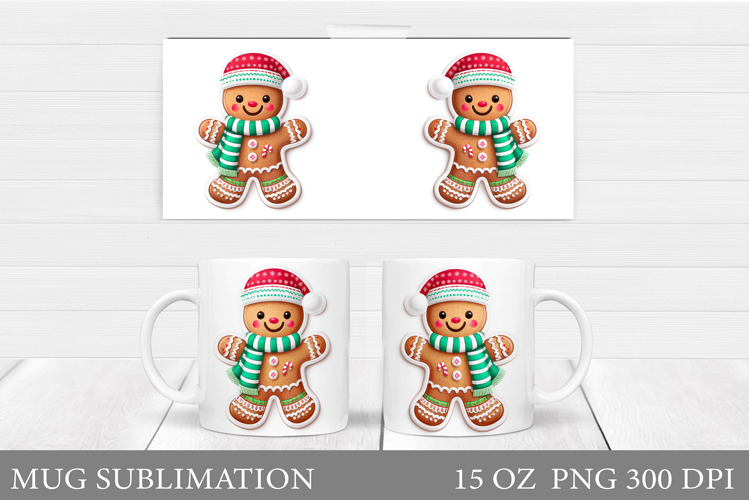 Cute Gingerbread Mug Design. Christmas Mug Sublimation