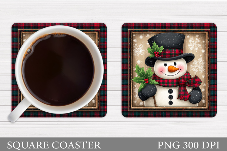 Snowman Coaster Sublimation. Christmas Coaster Design
