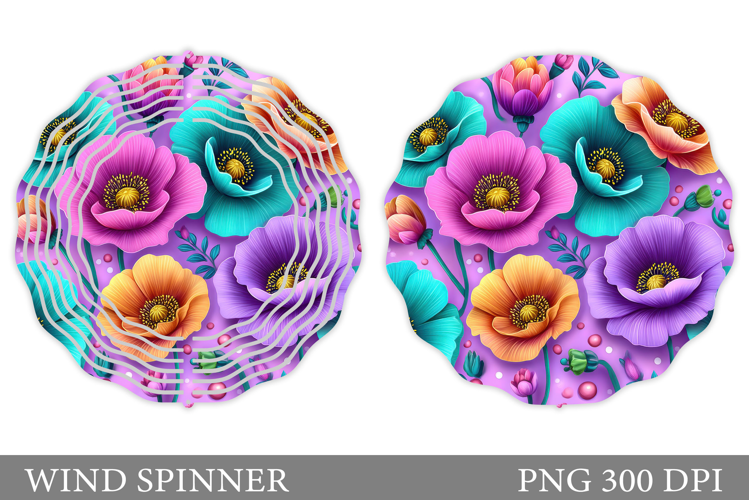 Flowers Wind Spinner Design. Floral Wind Spinner Sublimation