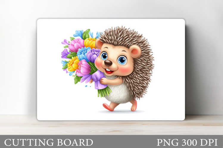 Hedgehog Cutting Board Design. Cute Hedgehog Sublimation