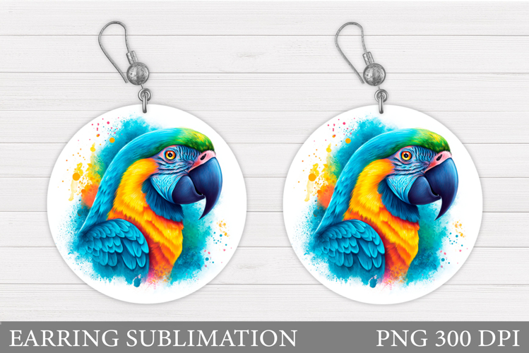 Parrot Earring Sublimation. Parrot Round Earring Design