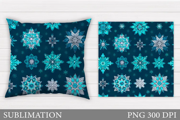 Snowflakes Pillow Design. Christmas Pillow Sublimation