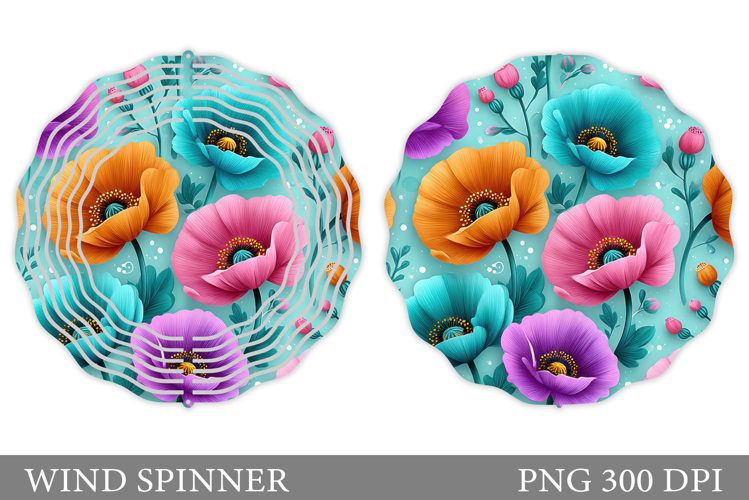 Floral Wind Spinner Sublimation. Flowers Wind Spinner Design