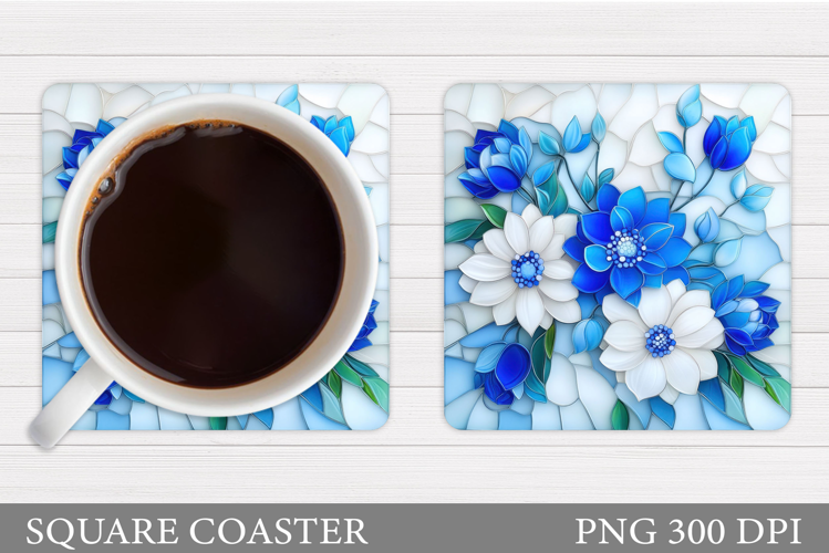 Flowers Coaster Sublimation. Floral Coaster Design