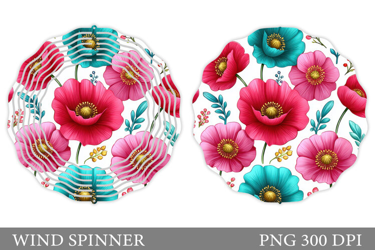 Flowers Wind Spinner Design. Floral Wind Spinner Sublimation example image 1