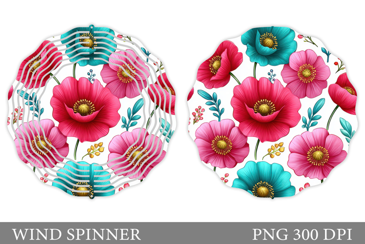 Flowers Wind Spinner Design. Floral Wind Spinner Sublimation