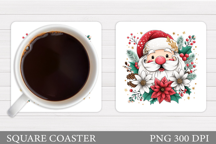 Cute Santa Coaster Sublimation. Santa Claus Coaster Design