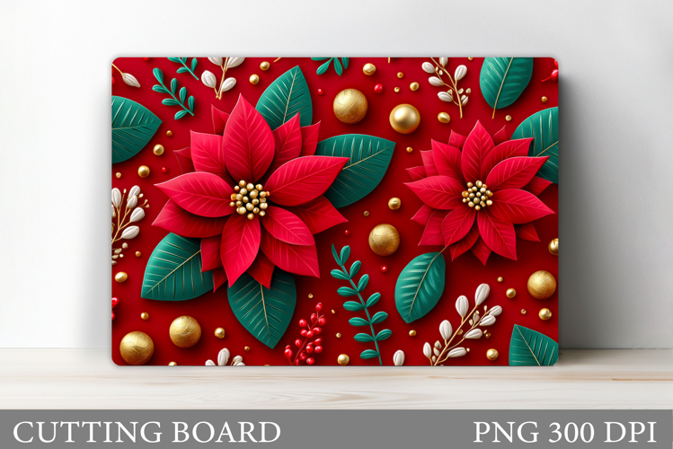 Poinsettia Cutting Board. Christmas Kitchen Cutting Board