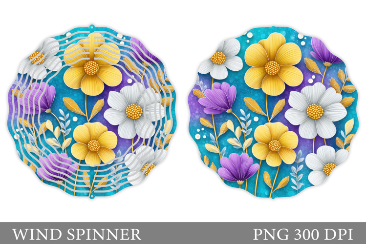 Flowers Wind Spinner Design. Floral Wind Spinner Sublimation