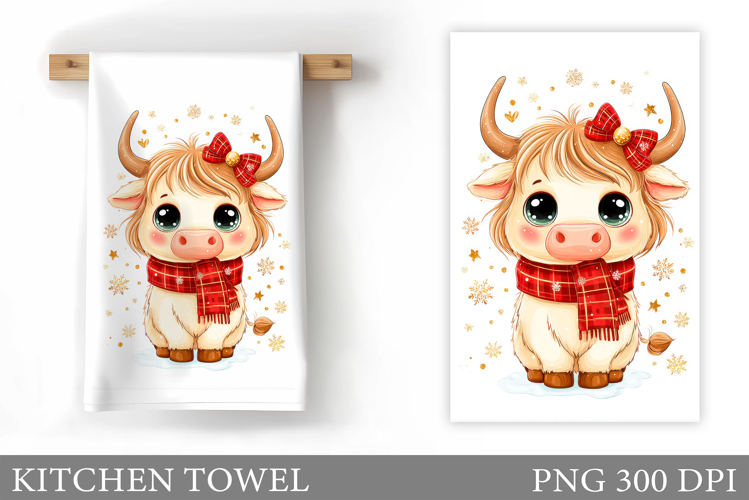 Christmas Cow Kitchen Towel Design. Christmas Kitchen Towel