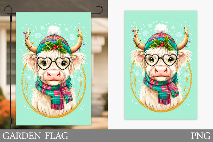 Christmas Cow Garden Flag. Christmas Garden Flag Design