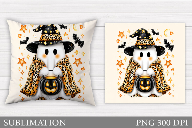 Cute Ghost Pillow Design. Halloween Pillow Sublimation example image 1