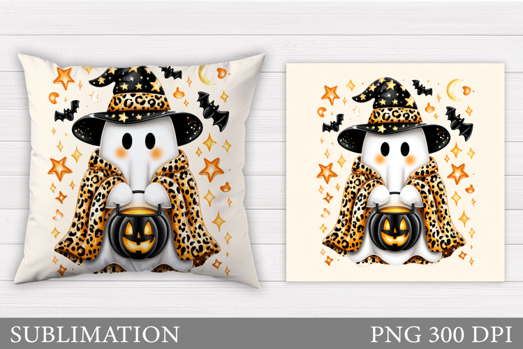 Cute Ghost Pillow Design. Halloween Pillow Sublimation