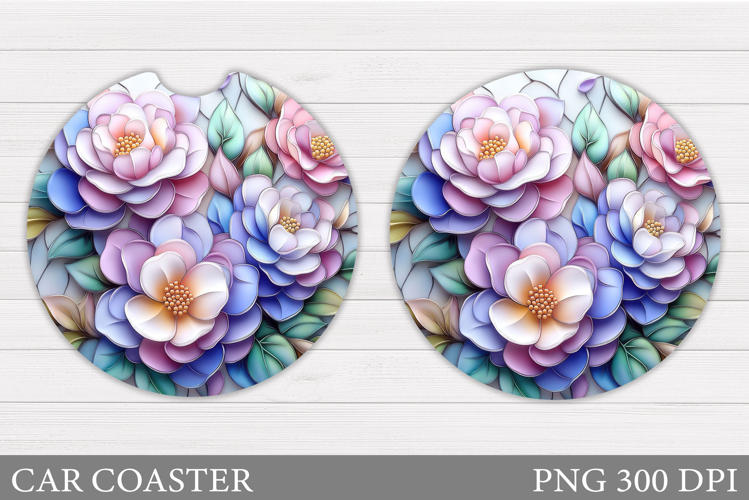 Flowers Car Coaster Design. Flowers Coaster Sublimation