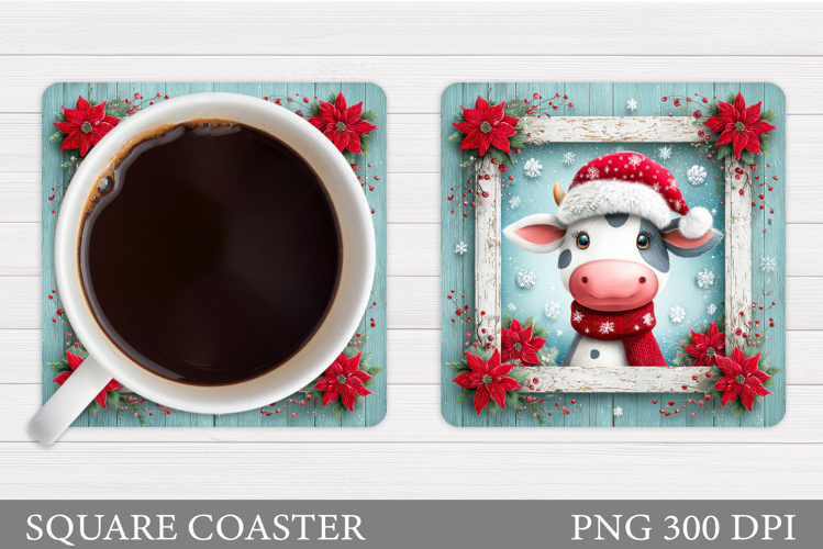 Christmas Cow Coaster. Christmas Cow Coaster Sublimation