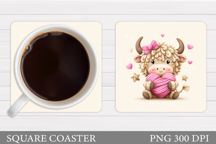 Valentines Cow Coaster Design. Valentines Square Coaster