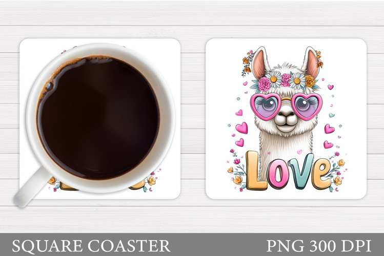 Valentines Lama Coaster. Valentines Coaster Sublimation