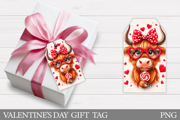 Valentines Cow Gift Tag Design. Valentine Gift Tag Printable