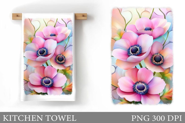 Flowers Kitchen Towel Design. Kitchen Towel Sublimation