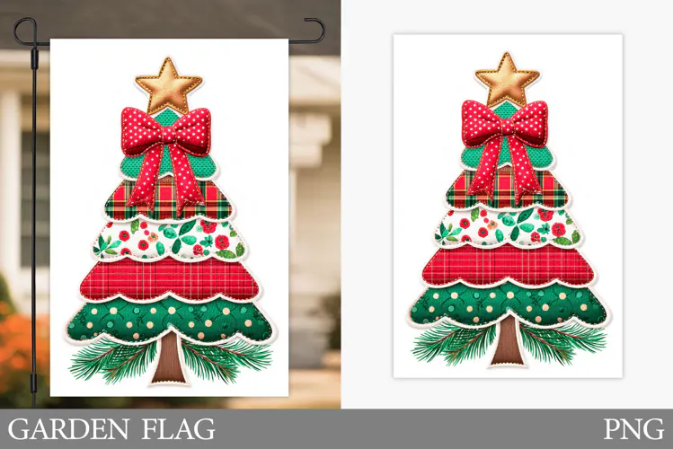 Christmas Tree Garden Flag. Christmas Garden Flag Design