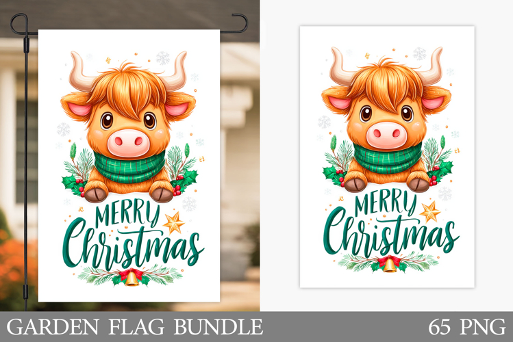 Christmas Cow Garden Flag. Christmas Garden Flag Sublimation