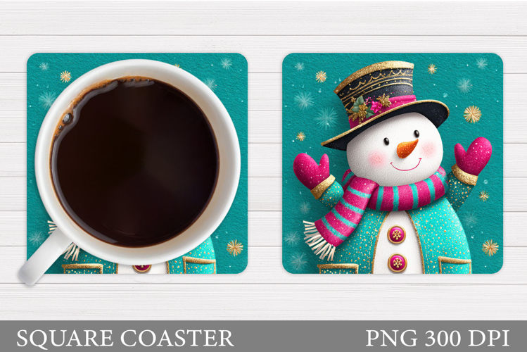 Cute Snowman Coaster Design. Christmas Coaster Sublimation