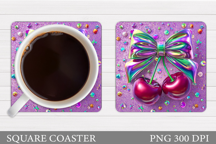 Cherry Coaster Sublimation. Berries Coaster Design